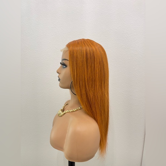 18” 4x4 Lace Closure, Straight Human Hair Wig, Color Similar to Ginger - Picture 4 of 12
